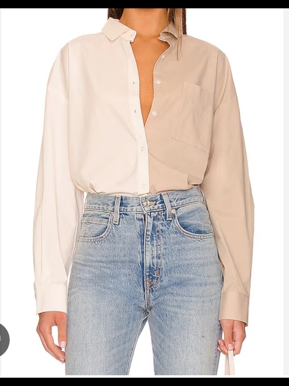 pistola Two-Tone Cream & White Button Down Shirt